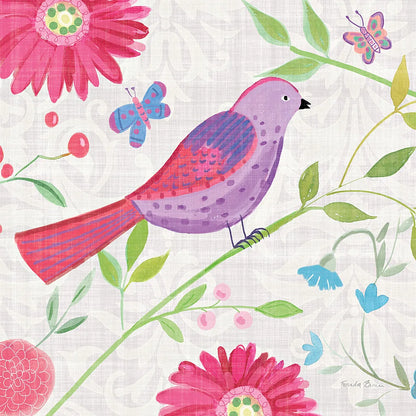 Damask Floral and Bird I Sq by Farida Zaman. SKU 33656a. Archival Giclee Fine art print for wall decor.