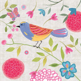 Damask Floral and Bird III by Farida Zaman. SKU 33109a. Archival Giclee Fine art print for wall decor.
