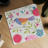 Damask Floral and Bird III v2 by Farida Zaman. Shown as a detailed flat fine art print, highlighting archival giclee quality. Available as an archival giclee rolled canvas, fine art paper, or poster print. SKU 34045a.