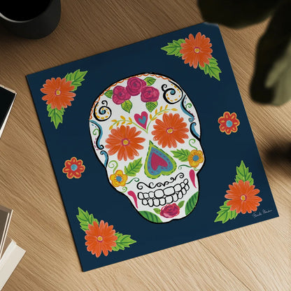 Day of the Dead I by Farida Zaman. Shown as a detailed flat fine art print, highlighting archival giclee quality. Available as an archival giclee rolled canvas, fine art paper, or poster print. SKU 37968a.