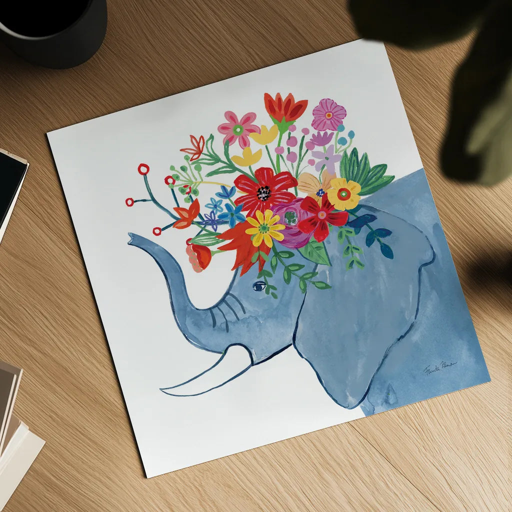 Decorative Animals II by Farida Zaman. Shown as a detailed flat fine art print, highlighting archival giclee quality. Available as an archival giclee rolled canvas, fine art paper, or poster print. SKU 62753a.