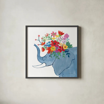 Decorative Animals II by Farida Zaman. Shown in a sleek black glass frame for a contemporary gallery look. Available as an archival giclee rolled canvas, fine art paper, or poster print. SKU 62753a.