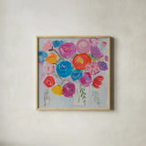 Delicate Flair I by Farida Zaman. Shown in a natural wood glass frame for a timeless modern aesthetic. Available as an archival giclee rolled canvas, fine art paper, or poster print. SKU 38699a.