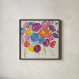 Delicate Flair I Pastel by Farida Zaman. Shown in a sleek black glass frame for a contemporary gallery look. Available as an archival giclee rolled canvas, fine art paper, or poster print. SKU 42905a.