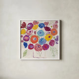 Delicate Flair II Pastel by Farida Zaman. Shown in a crisp white glass frame for a clean and minimalist style. Available as an archival giclee rolled canvas, fine art paper, or poster print. SKU 42906a.