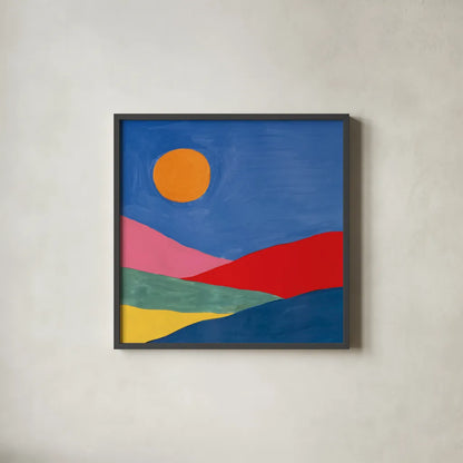 Desert Landscape I by Farida Zaman. Shown in a sleek black glass frame for a contemporary gallery look. Available as an archival giclee rolled canvas, fine art paper, or poster print. SKU 65333a.