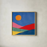 Desert Landscape I by Farida Zaman. Shown in a natural wood glass frame for a timeless modern aesthetic. Available as an archival giclee rolled canvas, fine art paper, or poster print. SKU 65333a.