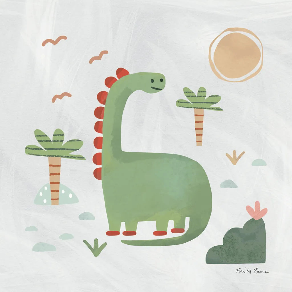 Dino Fun I by Farida Zaman. SKU 90107a. Archival Giclee Fine art print for wall decor.