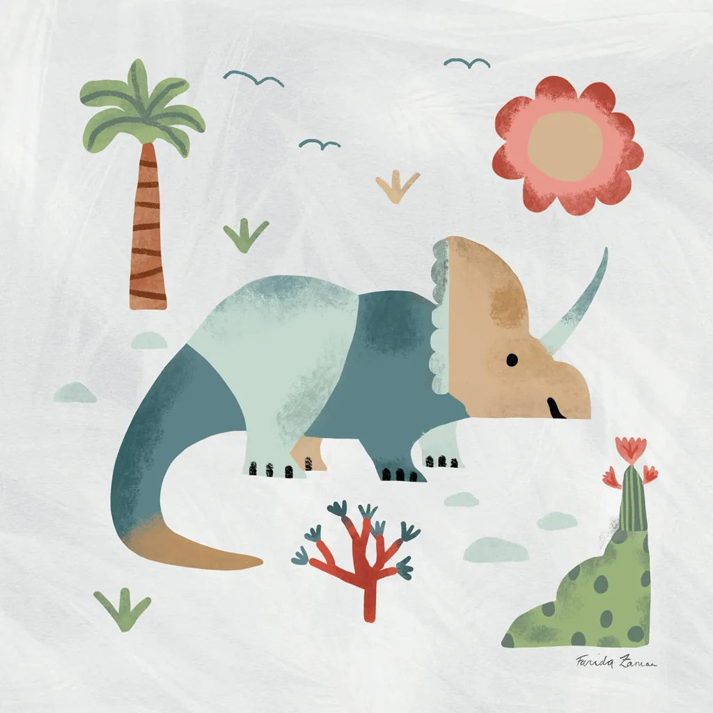 Dino Fun III by Farida Zaman. SKU 90109a. Archival Giclee Fine art print for wall decor.