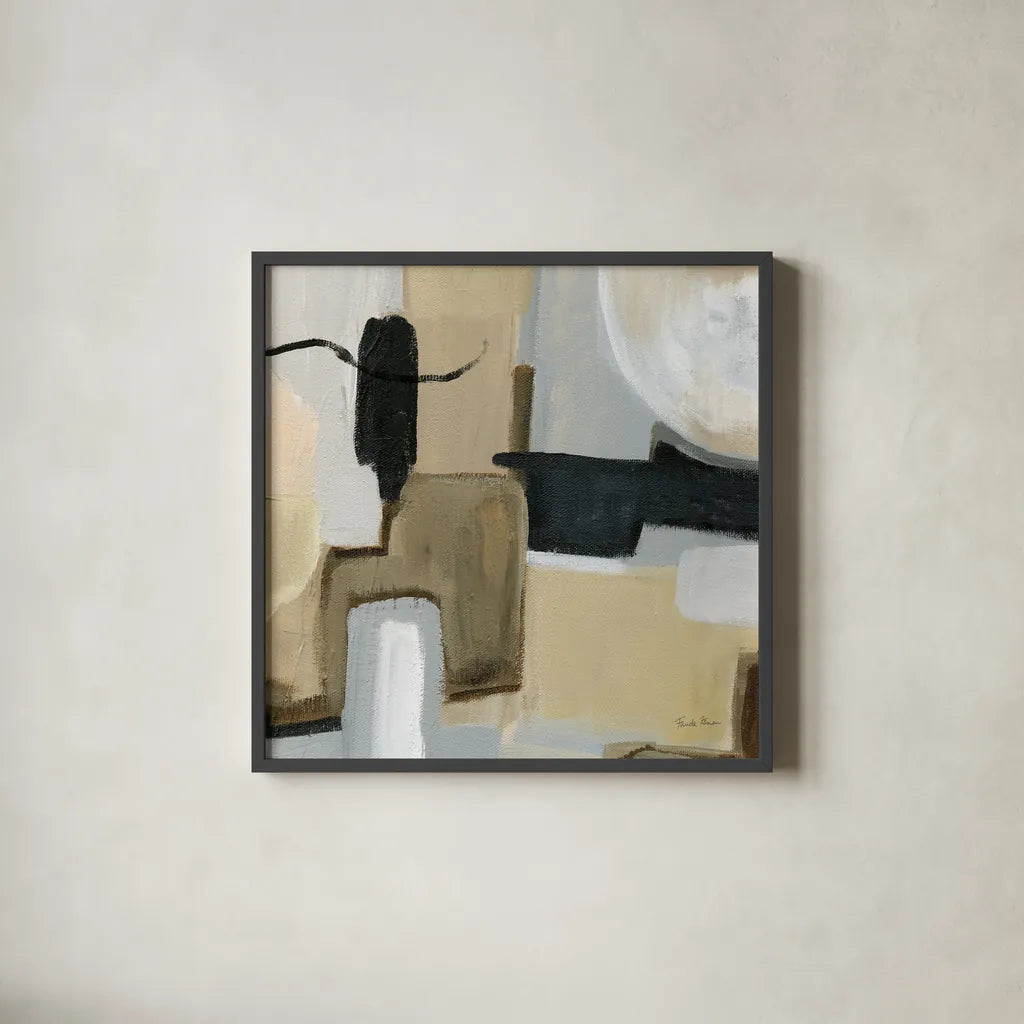 Earthy Abstract I by Farida Zaman. Shown in a sleek black glass frame for a contemporary gallery look. Available as an archival giclee rolled canvas, fine art paper, or poster print. SKU 61073a.