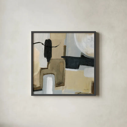 Earthy Abstract I by Farida Zaman. Shown in a sleek black glass frame for a contemporary gallery look. Available as an archival giclee rolled canvas, fine art paper, or poster print. SKU 61073a.