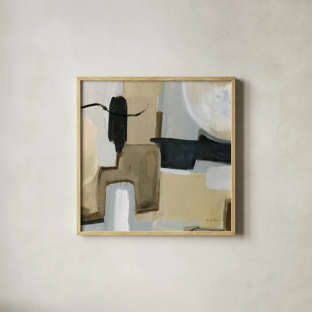 Earthy Abstract I by Farida Zaman. Shown in a natural wood glass frame for a timeless modern aesthetic. Available as an archival giclee rolled canvas, fine art paper, or poster print. SKU 61073a.