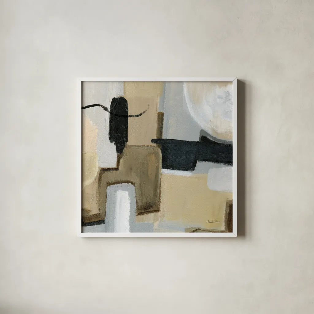Earthy Abstract I by Farida Zaman. Shown in a crisp white glass frame for a clean and minimalist style. Available as an archival giclee rolled canvas, fine art paper, or poster print. SKU 61073a.
