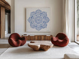 Eastern Dreams II by Farida Zaman. Shown as extra-large giant wall art in a modern living room. Available as an archival giclee rolled canvas, fine art paper, or poster print. SKU 64609a.