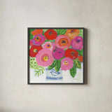 Elegant Bouquet by Farida Zaman. Shown in a sleek black glass frame for a contemporary gallery look. Available as an archival giclee rolled canvas, fine art paper, or poster print. SKU 96317a.