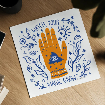 Everyday Mystic I by Farida Zaman. Shown as a detailed flat fine art print, highlighting archival giclee quality. Available as an archival giclee rolled canvas, fine art paper, or poster print. SKU 85724a.