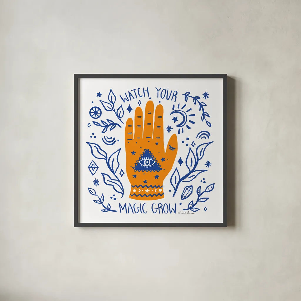 Everyday Mystic I by Farida Zaman. Shown in a sleek black glass frame for a contemporary gallery look. Available as an archival giclee rolled canvas, fine art paper, or poster print. SKU 85724a.