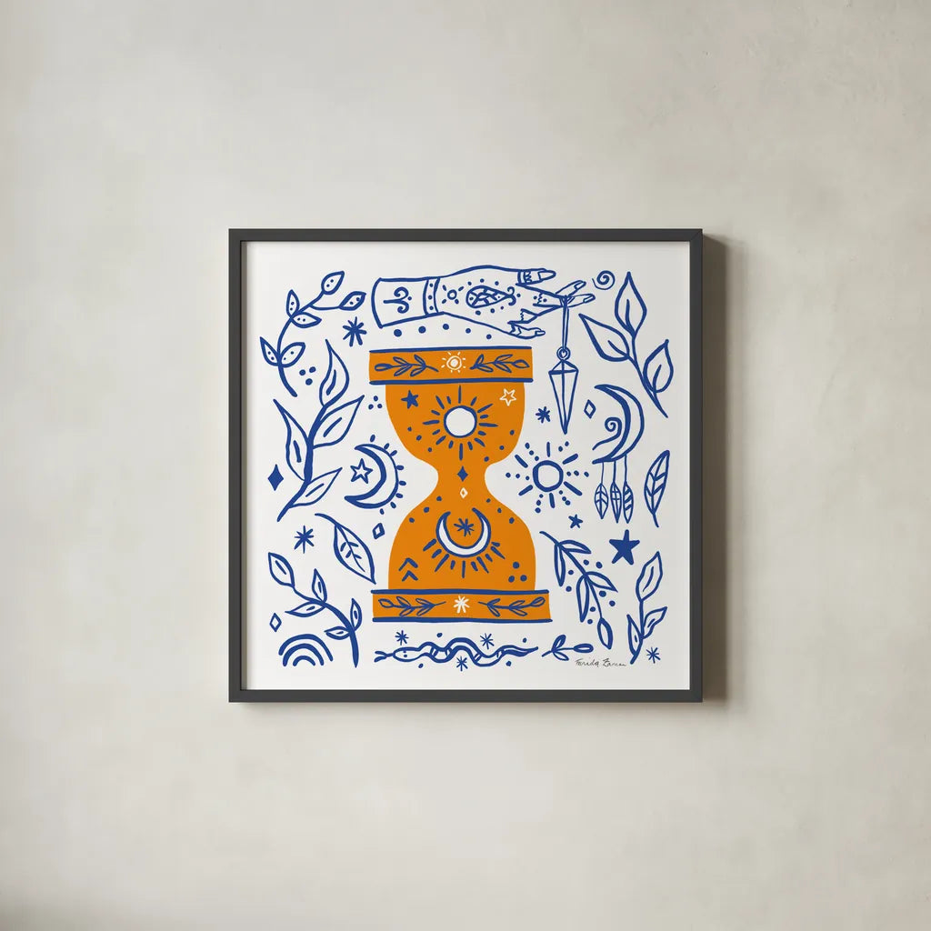 Everyday Mystic III by Farida Zaman. Shown in a sleek black glass frame for a contemporary gallery look. Available as an archival giclee rolled canvas, fine art paper, or poster print. SKU 85726a.