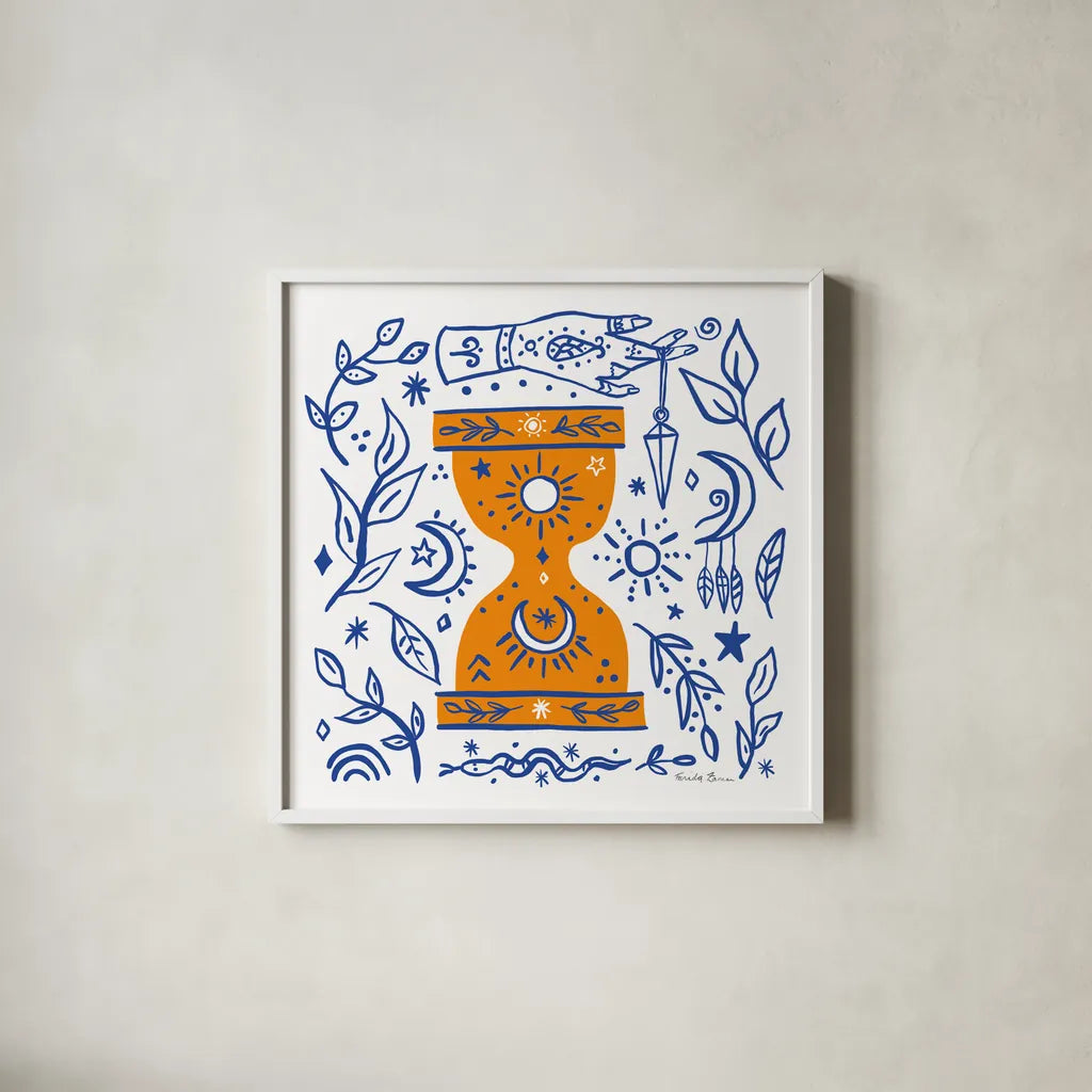 Everyday Mystic III by Farida Zaman. Shown in a crisp white glass frame for a clean and minimalist style. Available as an archival giclee rolled canvas, fine art paper, or poster print. SKU 85726a.