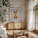 Everyday Mystic III by Farida Zaman. Shown in a natural wood frame in a cozy modern living room. Available as an archival giclee rolled canvas, fine art paper, or poster print. SKU 85726a.