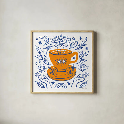 Everyday Mystic IV by Farida Zaman. Shown in a natural wood glass frame for a timeless modern aesthetic. Available as an archival giclee rolled canvas, fine art paper, or poster print. SKU 85727a.