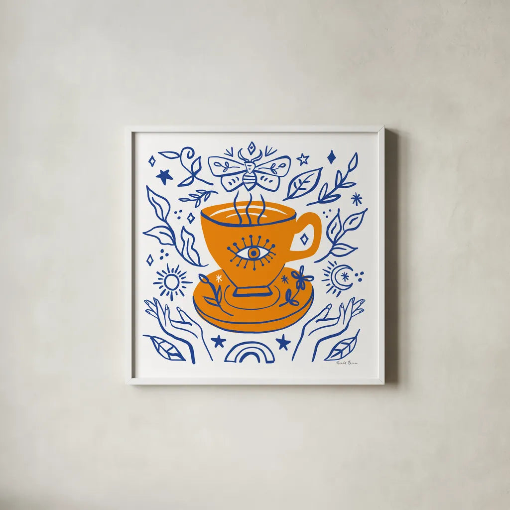 Everyday Mystic IV by Farida Zaman. Shown in a crisp white glass frame for a clean and minimalist style. Available as an archival giclee rolled canvas, fine art paper, or poster print. SKU 85727a.