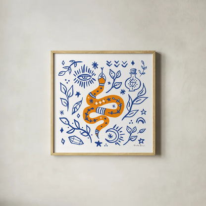 Everyday Mystic V by Farida Zaman. Shown in a natural wood glass frame for a timeless modern aesthetic. Available as an archival giclee rolled canvas, fine art paper, or poster print. SKU 85728a.