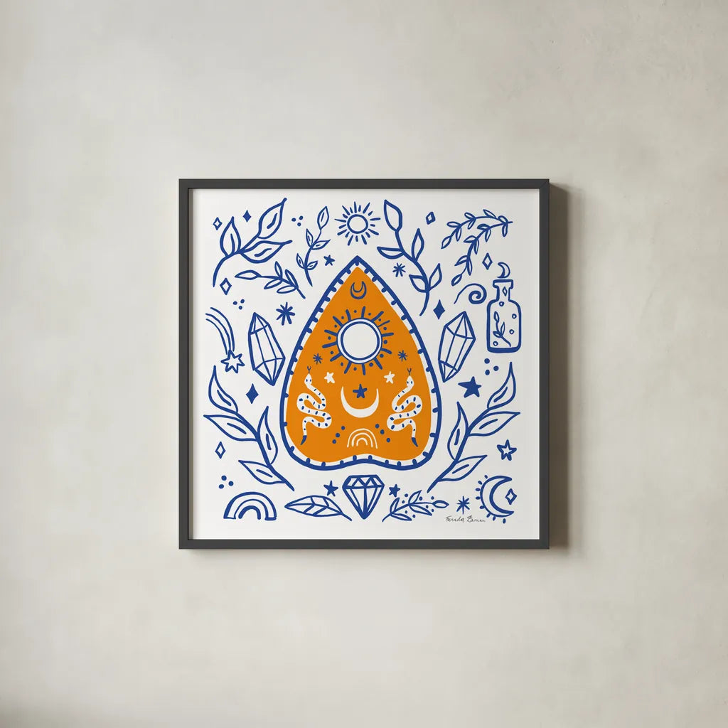 Everyday Mystic VI by Farida Zaman. Shown in a sleek black glass frame for a contemporary gallery look. Available as an archival giclee rolled canvas, fine art paper, or poster print. SKU 85729a.