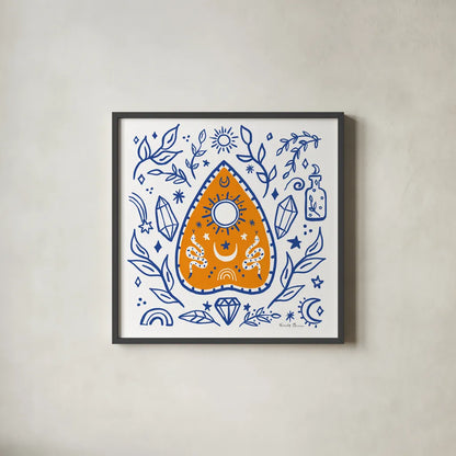 Everyday Mystic VI by Farida Zaman. Shown in a sleek black glass frame for a contemporary gallery look. Available as an archival giclee rolled canvas, fine art paper, or poster print. SKU 85729a.