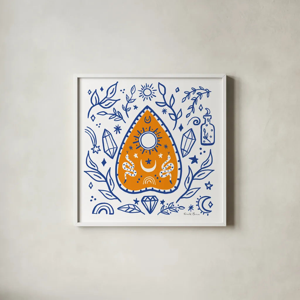 Everyday Mystic VI by Farida Zaman. Shown in a crisp white glass frame for a clean and minimalist style. Available as an archival giclee rolled canvas, fine art paper, or poster print. SKU 85729a.