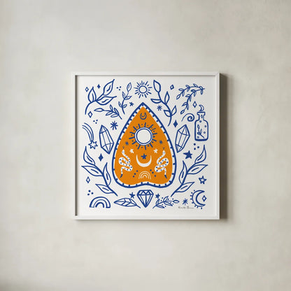 Everyday Mystic VI by Farida Zaman. Shown in a crisp white glass frame for a clean and minimalist style. Available as an archival giclee rolled canvas, fine art paper, or poster print. SKU 85729a.