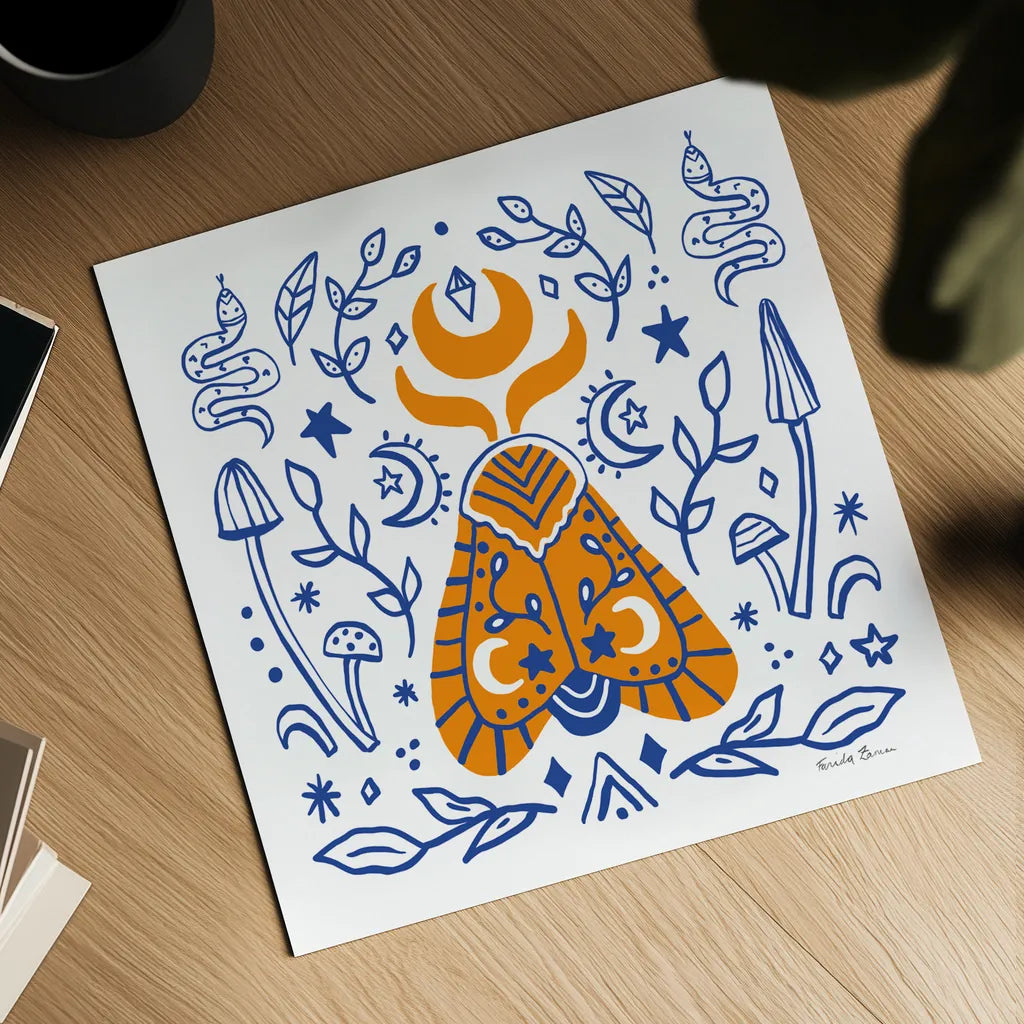 Everyday Mystic VII by Farida Zaman. Shown as a detailed flat fine art print, highlighting archival giclee quality. Available as an archival giclee rolled canvas, fine art paper, or poster print. SKU 85730a.