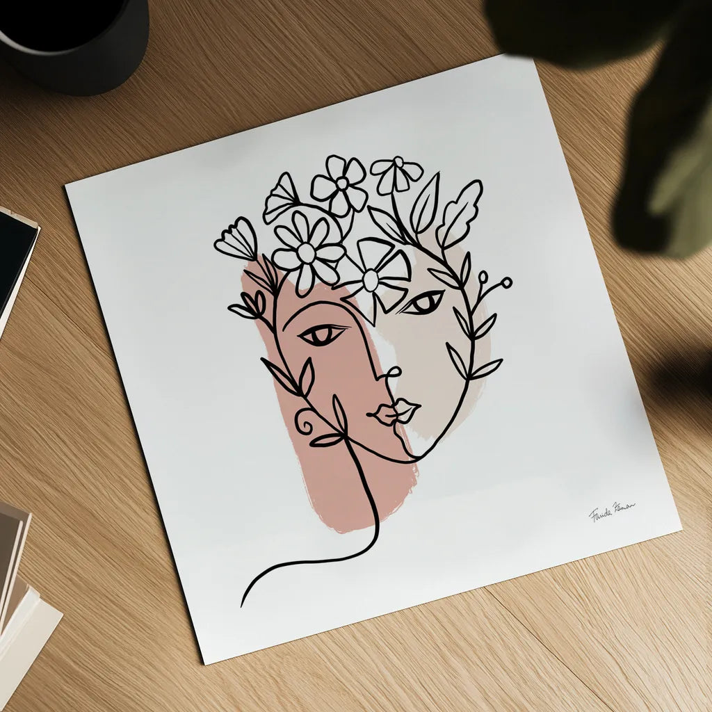 Face of Spring I by Farida Zaman. Shown as a detailed flat fine art print, highlighting archival giclee quality. Available as an archival giclee rolled canvas, fine art paper, or poster print. SKU 64606a.