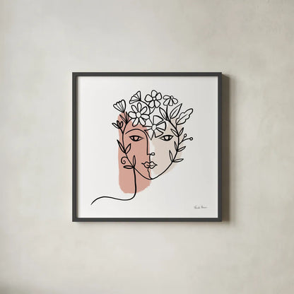 Face of Spring I by Farida Zaman. Shown in a sleek black glass frame for a contemporary gallery look. Available as an archival giclee rolled canvas, fine art paper, or poster print. SKU 64606a.