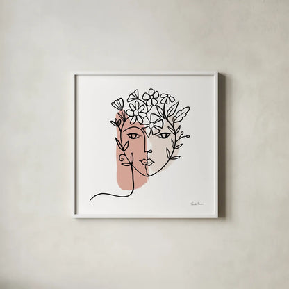 Face of Spring I by Farida Zaman. Shown in a crisp white glass frame for a clean and minimalist style. Available as an archival giclee rolled canvas, fine art paper, or poster print. SKU 64606a.