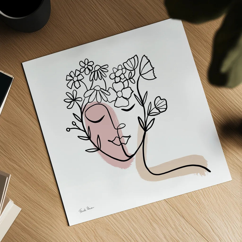 Face of Spring II by Farida Zaman. Shown as a detailed flat fine art print, highlighting archival giclee quality. Available as an archival giclee rolled canvas, fine art paper, or poster print. SKU 64607a.