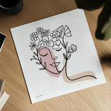 Face of Spring II by Farida Zaman. Shown as a detailed flat fine art print, highlighting archival giclee quality. Available as an archival giclee rolled canvas, fine art paper, or poster print. SKU 64607a.