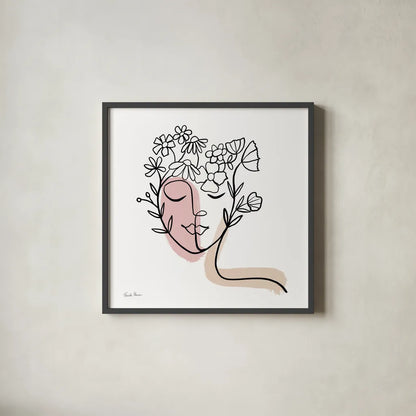 Face of Spring II by Farida Zaman. Shown in a sleek black glass frame for a contemporary gallery look. Available as an archival giclee rolled canvas, fine art paper, or poster print. SKU 64607a.