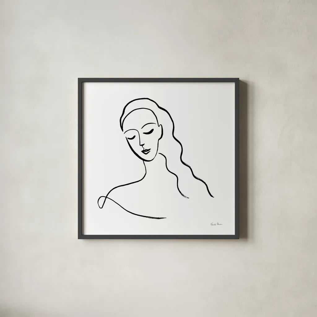 Faces III by Farida Zaman. Shown in a sleek black glass frame for a contemporary gallery look. Available as an archival giclee rolled canvas, fine art paper, or poster print. SKU 53908a.