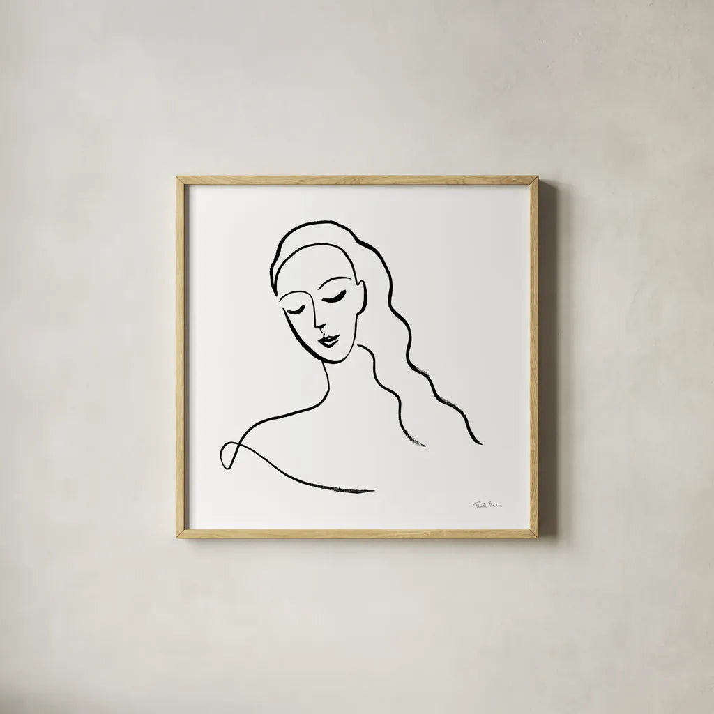 Faces III by Farida Zaman. Shown in a natural wood glass frame for a timeless modern aesthetic. Available as an archival giclee rolled canvas, fine art paper, or poster print. SKU 53908a.