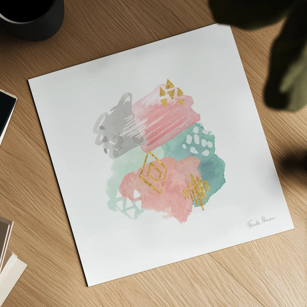 Faridas Abstract II by Farida Zaman. Shown as a detailed flat fine art print, highlighting archival giclee quality. Available as an archival giclee rolled canvas, fine art paper, or poster print. SKU 48742a.