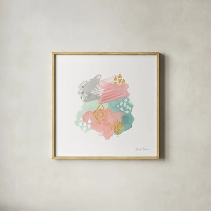 Faridas Abstract II by Farida Zaman. Shown in a natural wood glass frame for a timeless modern aesthetic. Available as an archival giclee rolled canvas, fine art paper, or poster print. SKU 48742a.