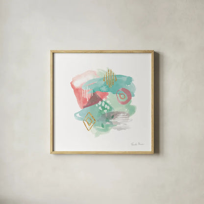 Faridas Abstract III by Farida Zaman. Shown in a natural wood glass frame for a timeless modern aesthetic. Available as an archival giclee rolled canvas, fine art paper, or poster print. SKU 48743a.