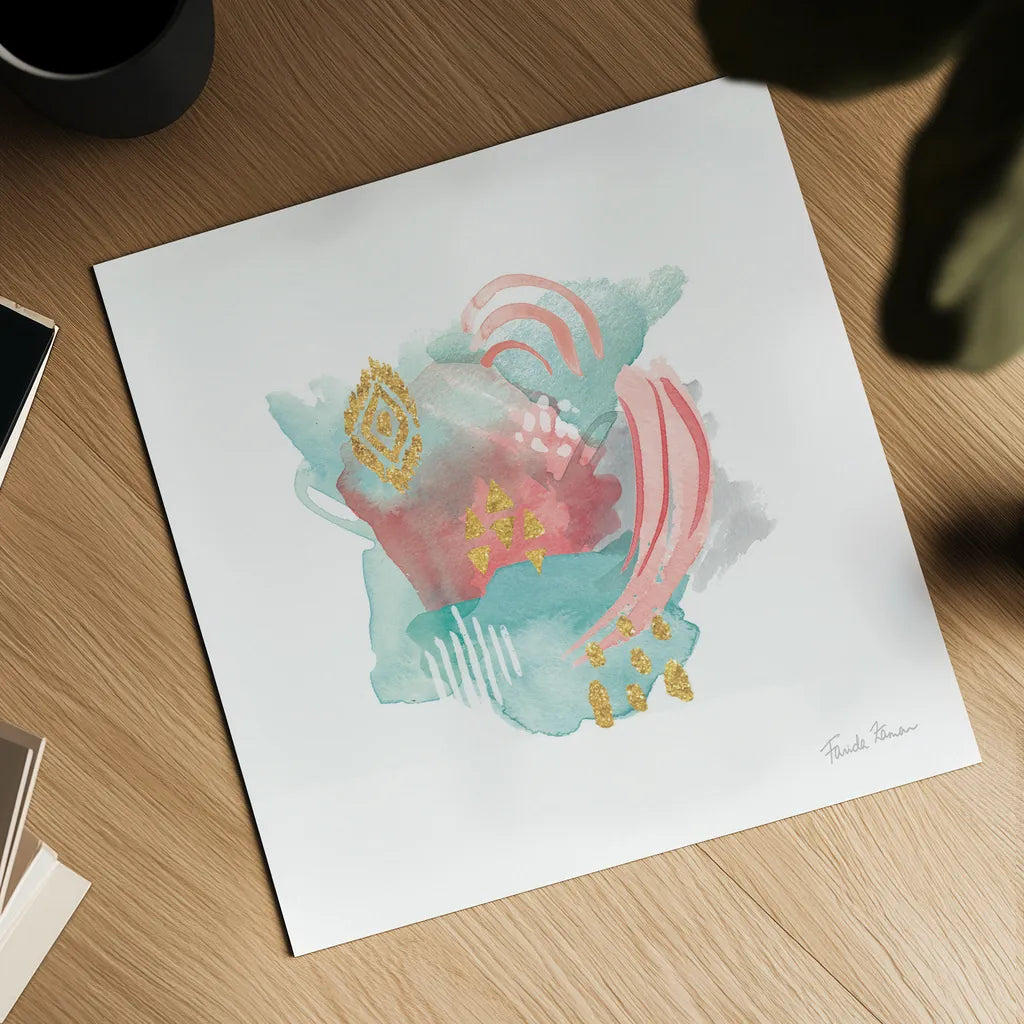 Faridas Abstract IV by Farida Zaman. Shown as a detailed flat fine art print, highlighting archival giclee quality. Available as an archival giclee rolled canvas, fine art paper, or poster print. SKU 48744a.