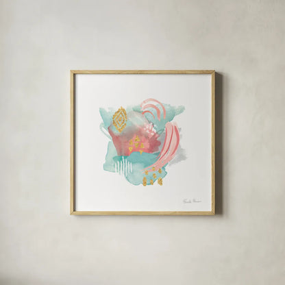 Faridas Abstract IV by Farida Zaman. Shown in a natural wood glass frame for a timeless modern aesthetic. Available as an archival giclee rolled canvas, fine art paper, or poster print. SKU 48744a.