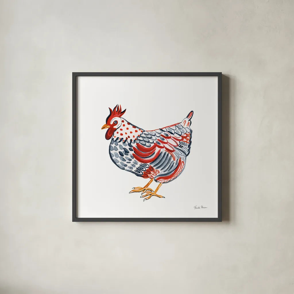 Farm Beauty II by Farida Zaman. Shown in a sleek black glass frame for a contemporary gallery look. Available as an archival giclee rolled canvas, fine art paper, or poster print. SKU 61553a.