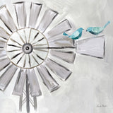 Farmhouse Windmill with Birds by Farida Zaman. SKU 73869a. Archival Giclee Fine art print for wall decor.