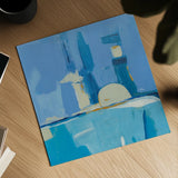 Feeling Blue by Farida Zaman. Shown as a detailed flat fine art print, highlighting archival giclee quality. Available as an archival giclee rolled canvas, fine art paper, or poster print. SKU 46820a.