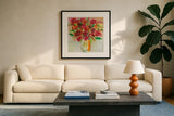 Feeling Bold by Farida Zaman. Displayed in a glass frame with matte in a clean modern living room. Available as an archival giclee rolled canvas, fine art paper, or poster print. SKU 38706a.