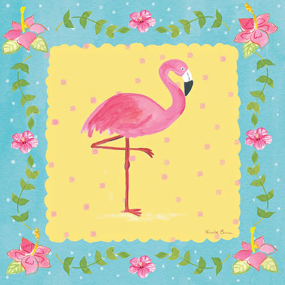 Flamingo Dance I Sq Border by Farida Zaman. SKU 33749a. Archival Giclee Fine art print for wall decor.